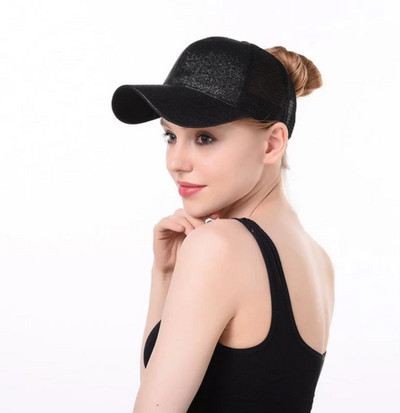 Značka YLWHJJ Predajná dámska sieťovaná čiapka so zadným otvoreným flitrom a copom Baseballová čiapka Módna letná slnečná čiapka Wild Cap