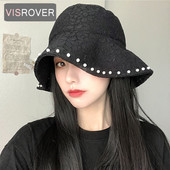 VISROVER 4 Colorway Jednobojni šešir s kantom od čipke Pearl Sklopive kape Hip Hop šešir za žene Ljetna kapa za plažu Black Sun Fishman šešir Poklon