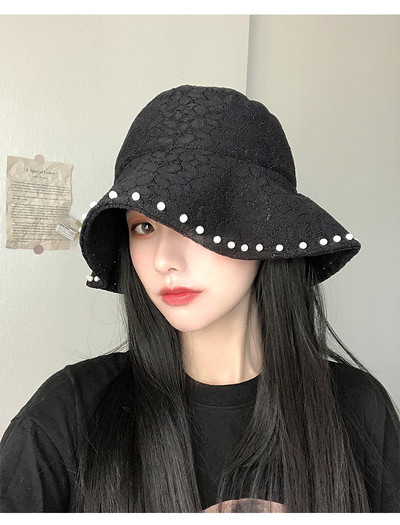 VISROVER 4 Colorway Jednobojni šešir s kantom od čipke Pearl Sklopive kape Hip Hop šešir za žene Ljetna kapa za plažu Black Sun Fishman šešir Poklon