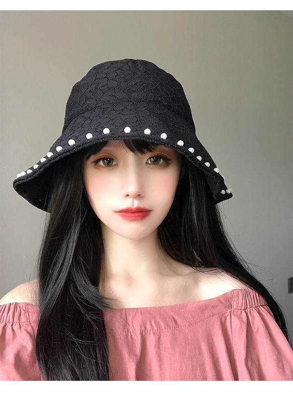 VISROVER 4 Colorway Jednobojni šešir s kantom od čipke Pearl Sklopive kape Hip Hop šešir za žene Ljetna kapa za plažu Black Sun Fishman šešir Poklon