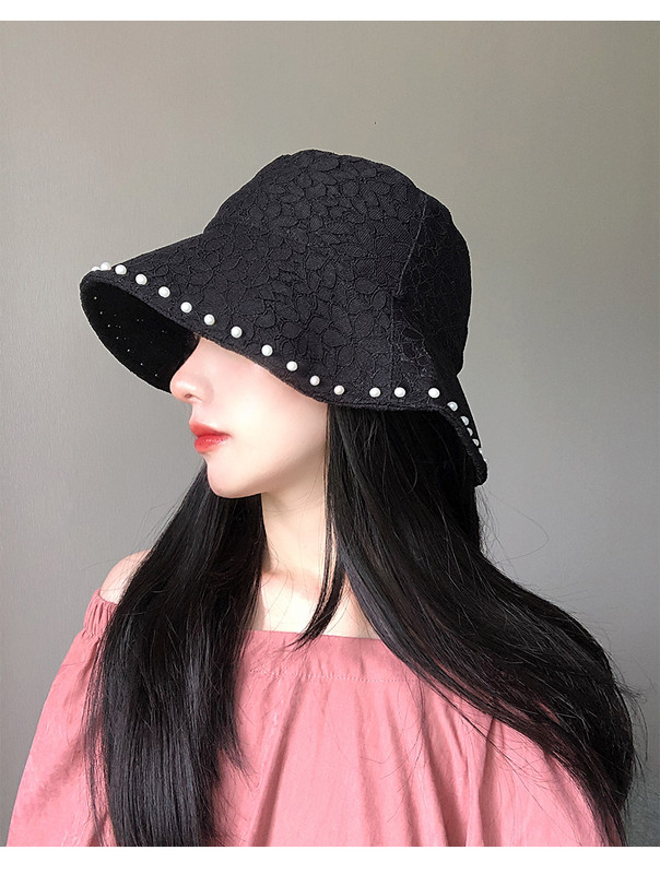 VISROVER 4 Colorway Jednobojni šešir s kantom od čipke Pearl Sklopive kape Hip Hop šešir za žene Ljetna kapa za plažu Black Sun Fishman šešir Poklon