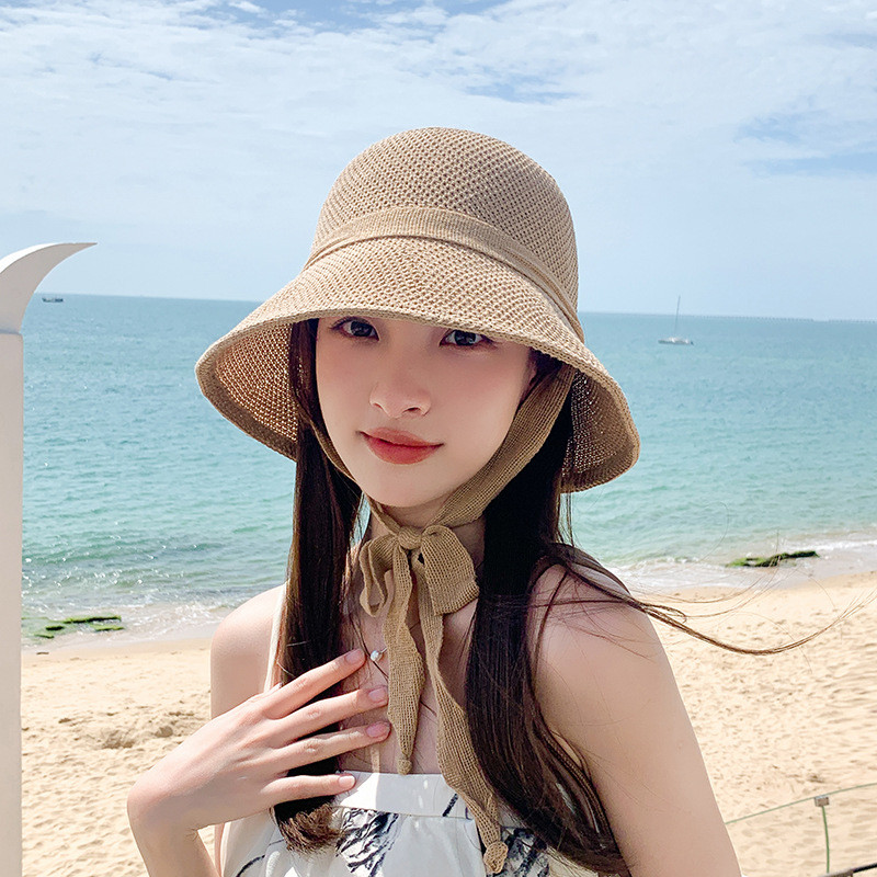 Nou, ușor de asortat, tricotate simple, pălării cu găleată pentru femei, vară moale, îmbrăcăminte de stradă, plajă, rece, respirabil, șapci de pescar pentru femei, cadouri