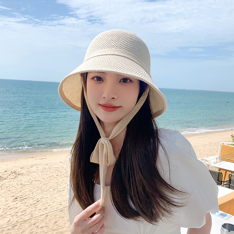 Nou, ușor de asortat, tricotate simple, pălării cu găleată pentru femei, vară moale, îmbrăcăminte de stradă, plajă, rece, respirabil, șapci de pescar pentru femei, cadouri