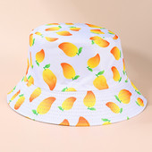 Ljetni print Mango Fruit Double Side Wear Reverzibilni šešir s kantom Unisex Ležerna zaštita od sunca Ribarske kape za plažu na otvorenom