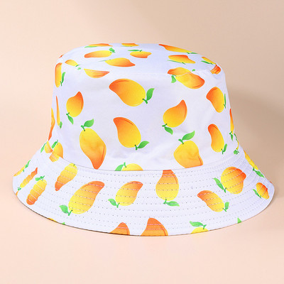 Ljetni print Mango Fruit Double Side Wear Reverzibilni šešir s kantom Unisex Ležerna zaštita od sunca Ribarske kape za plažu na otvorenom