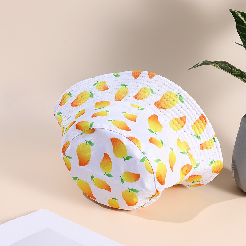 Ljetni print Mango Fruit Double Side Wear Reverzibilni šešir s kantom Unisex Ležerna zaštita od sunca Ribarske kape za plažu na otvorenom