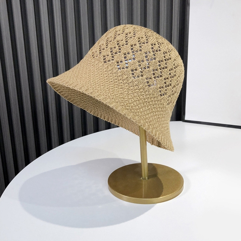 Pălărie cu găleată, tricot ușoară, respirabil, pălărie scobită, ambalabilă, de pescar, accesoriu de vară, pălărie de plajă pentru femei