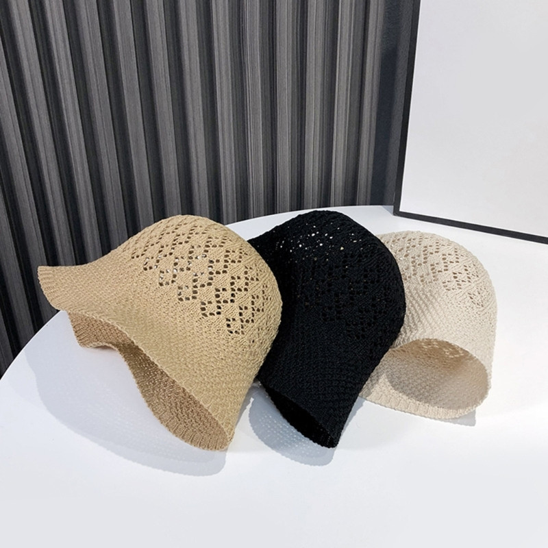 Pălărie cu găleată, tricot ușoară, respirabil, pălărie scobită, ambalabilă, de pescar, accesoriu de vară, pălărie de plajă pentru femei