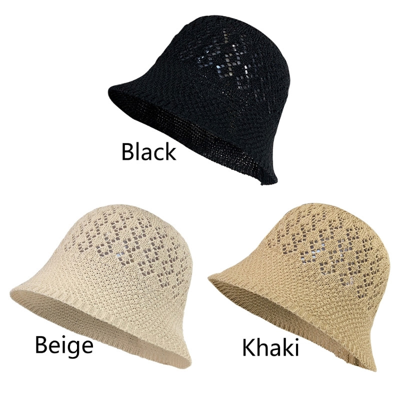 Pălărie cu găleată, tricot ușoară, respirabil, pălărie scobită, ambalabilă, de pescar, accesoriu de vară, pălărie de plajă pentru femei