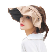 Pălărie cu viziere de protecție solară pentru femei de vară Bonnet asemănător cochiliei de vinil, la modă de stradă, ac de păr, bentiță, pălărie de soare, șapcă cu viziere cu bor mare