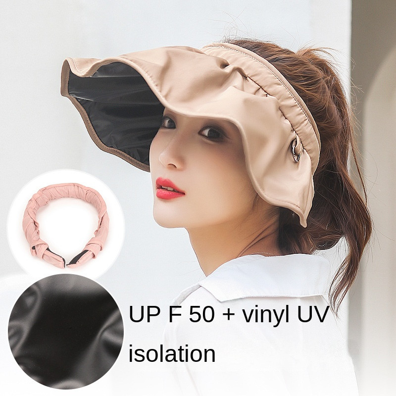 Pălărie cu viziere de protecție solară pentru femei de vară Bonnet asemănător cochiliei de vinil, la modă de stradă, ac de păr, bentiță, pălărie de soare, șapcă cu viziere cu bor mare