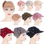 Ocazional femeie Flori Bandana Pălărie Pălării de soare Căciulă împotriva căderii părului Pălărie chimio Pălărie de plajă de culoare solidă Pălărie de soare cu boruri late Boneta de vacanță pentru femeie arabă