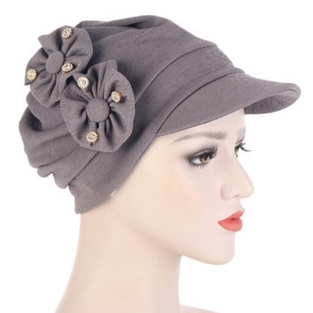 Casual Woman Flowers Καπέλο Bandana Καπέλο ηλίου Καπέλο τριχόπτωσης Chemo Καπέλο μονόχρωμο παραλία Φαρδύ γείσο Sunhat Holiday Αραβικό γυναικείο καπό