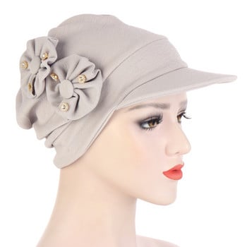 Casual Woman Flowers Καπέλο Bandana Καπέλο ηλίου Καπέλο τριχόπτωσης Chemo Καπέλο μονόχρωμο παραλία Φαρδύ γείσο Sunhat Holiday Αραβικό γυναικείο καπό