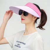 Căciulă de soare pentru femei de vară, cu boruri late, cu lărgire, pălărie de top goală, reglabilă, stil sportiv, pentru femei, căciuli de soare pentru bicicletă