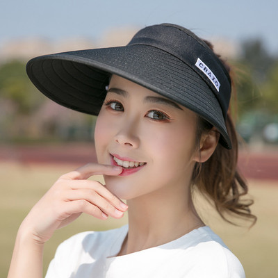 Căciulă de soare pentru femei de vară, cu boruri late, cu lărgire, pălărie de top goală, reglabilă, stil sportiv, pentru femei, căciuli de soare pentru bicicletă