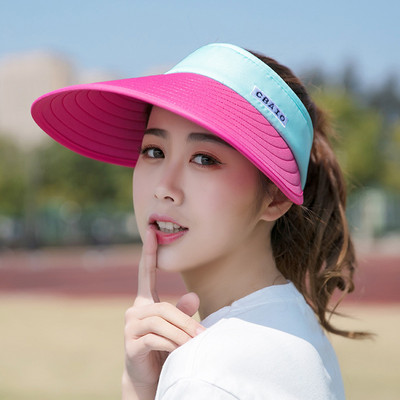 Căciulă de soare pentru femei de vară, cu boruri late, cu lărgire, pălărie de top goală, reglabilă, stil sportiv, pentru femei, căciuli de soare pentru bicicletă