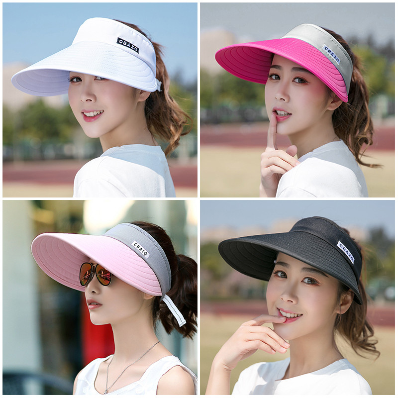 Căciulă de soare pentru femei de vară, cu boruri late, cu lărgire, pălărie de top goală, reglabilă, stil sportiv, pentru femei, căciuli de soare pentru bicicletă