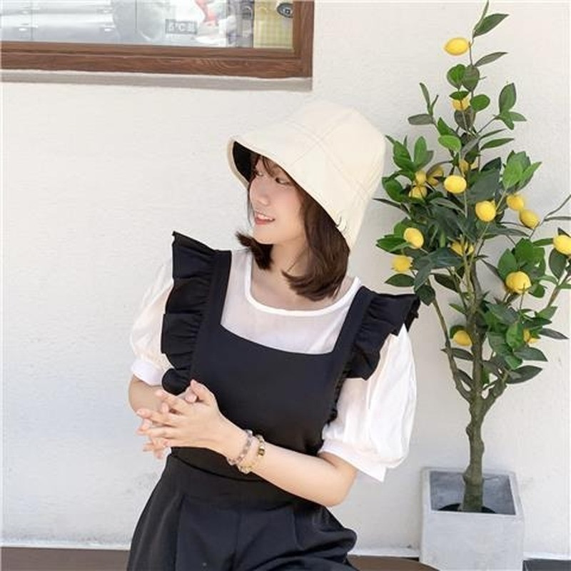 Pălării de tip găleată cu design dublă pentru femei Patchwork Casual Mergeți la cumpărături Moda coreeană Pescar de stradă mare Studentă