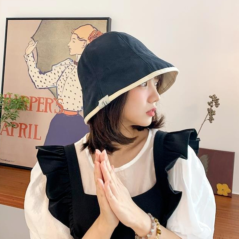 Pălării de tip găleată cu design dublă pentru femei Patchwork Casual Mergeți la cumpărături Moda coreeană Pescar de stradă mare Studentă
