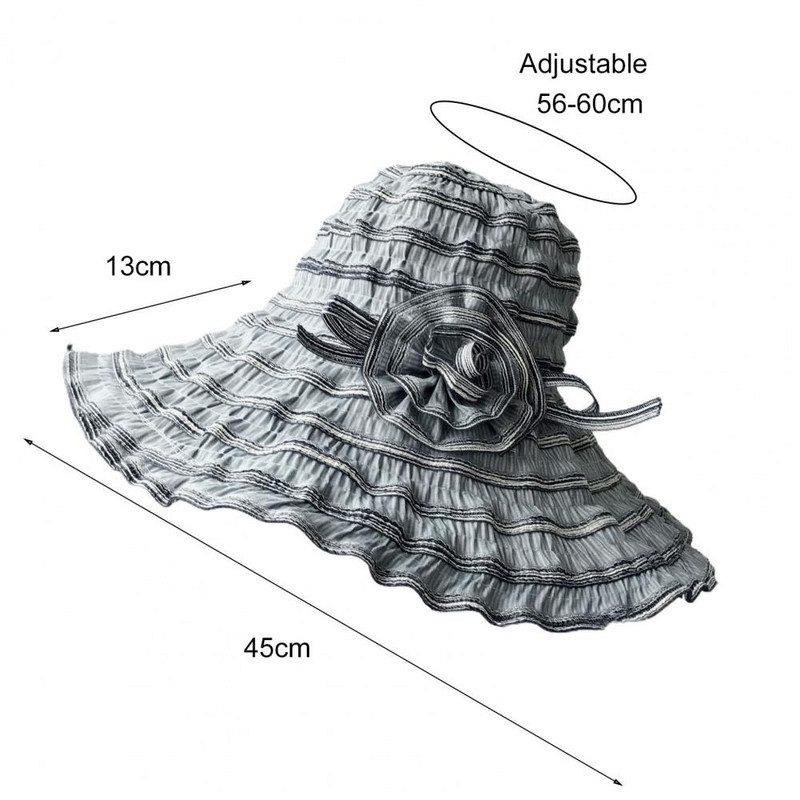 Kényelmes, divatos széles karimájú hölgy nyári sapka Összecsukható nyári sapka UV védelem a mindennapi élethez