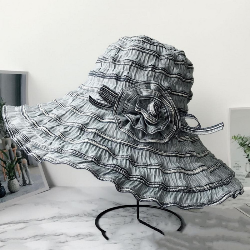 Kényelmes, divatos széles karimájú hölgy nyári sapka Összecsukható nyári sapka UV védelem a mindennapi élethez