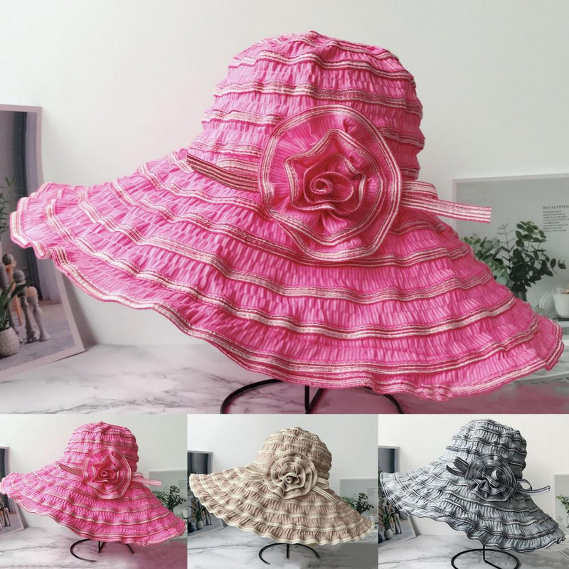 Kényelmes, divatos széles karimájú hölgy nyári sapka Összecsukható nyári sapka UV védelem a mindennapi élethez