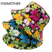 FOXMOTHER New Fashion Reversibilă Bob Chapeau Femme Floral Panama Pălărie Căciuli de pescar Pălărie cu găleată Femei