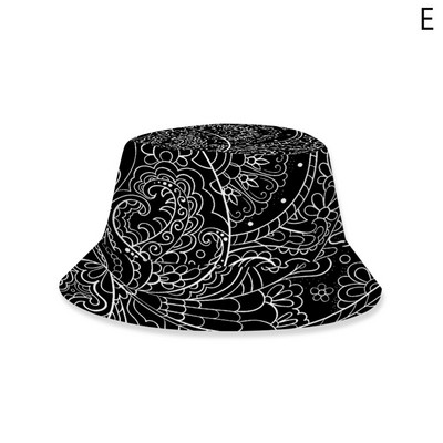 Unisex Adults Kids 3D Paisley anakardžių spaudinys vasaros lauko kepurė nuo saulės kibiras vasaros kepurė nuo saulės kibiras dangtelis vasaros kepurė nuo saulės Bu