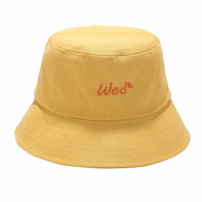 Pălărie de găleată de vară în aer liber femei broderie inimă literă Panama pălărie de soare femeie fată bumbac stradă plajă pescar șapcă