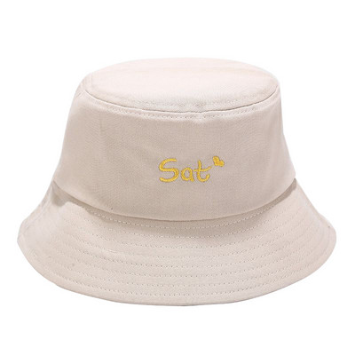 Pălărie de găleată de vară în aer liber femei broderie inimă literă Panama pălărie de soare femeie fată bumbac stradă plajă pescar șapcă