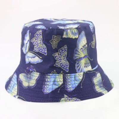 FOXMOTHER 2021 új divatos megfordítható fekete pillangómintás vödörsapkák Bob Fisherman sapkák női női gorrák