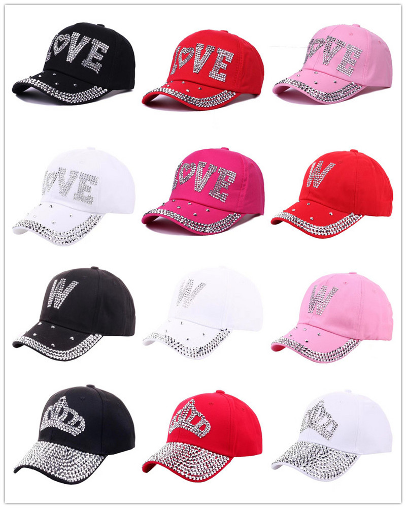 Modes Sieviešu jauna stila Rhinestone Cap Dot Drill Kokvilnas beisbola cepure āra ikdienas cepure