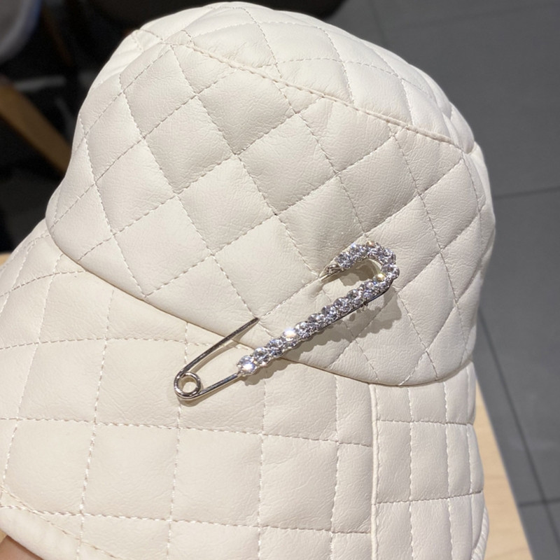 Punk stilski uniseks šešir s dijamantnim uzorkom od umjetne kože, jednobojna, sjajna metalna igla s dijamantskim dijamantima, panama, ribarska kapa