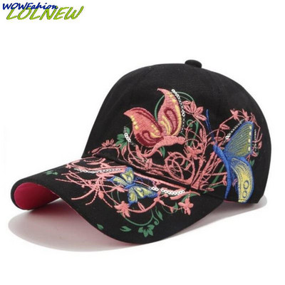 Paiete pentru femei, fluturi, broderie de flori, șapci reglabile, pălării de soare pentru fete, șapci snapback, șapcă de baseball din bumbac, pălării de soare pentru femei