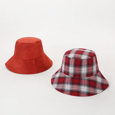 Japán stílusú kétoldalas viselet kockás halász sapka pamut vödör kalap koreai alkalmi Sunbonnet nyári napozósapka nőknek divat