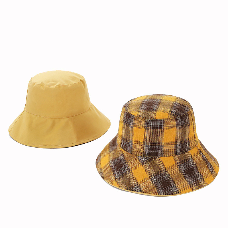 Japán stílusú kétoldalas viselet kockás halász sapka pamut vödör kalap koreai alkalmi Sunbonnet nyári napozósapka nőknek divat