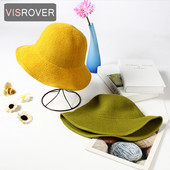 VISROVER Nauja 6 Colorway Solid Bucket Hat Unisex Yellow Caps Rope Hip Hop Kepurės moterims Vasaros kepuraitė Beach Sun Fishman Hat Dovana