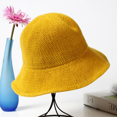 VISROVER Nauja 6 Colorway Solid Bucket Hat Unisex Yellow Caps Rope Hip Hop Kepurės moterims Vasaros kepuraitė Beach Sun Fishman Hat Dovana