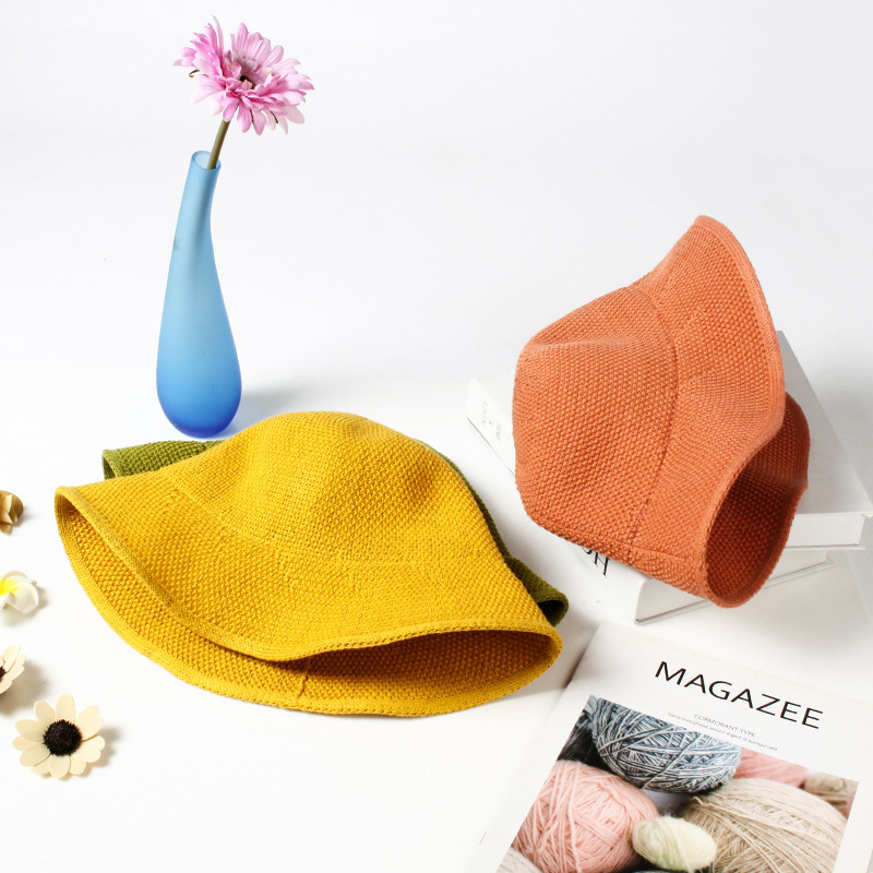 VISROVER Nauja 6 Colorway Solid Bucket Hat Unisex Yellow Caps Rope Hip Hop Kepurės moterims Vasaros kepuraitė Beach Sun Fishman Hat Dovana