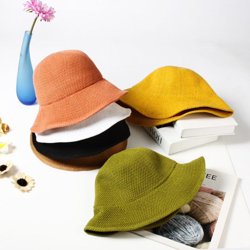 VISROVER Nauja 6 Colorway Solid Bucket Hat Unisex Yellow Caps Rope Hip Hop Kepurės moterims Vasaros kepuraitė Beach Sun Fishman Hat Dovana