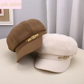 Nauja retro pavasario rudens skrybėlė Moteriška aštuonkampė skrybėlė su viršūne, moteriška laikraščio kepuraitė madinga laukinė mažo veido beretės kasetė