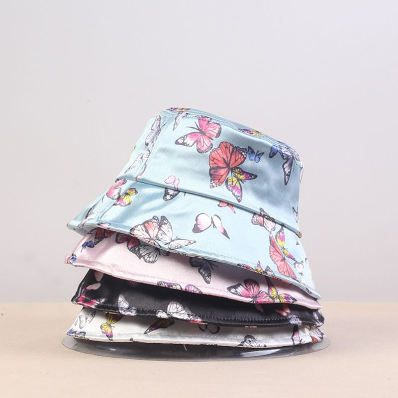 Pălărie coreeană unisex pliabilă de vară, Harajuku, strălucitoare, colorată, imprimată cu fluturi, cu bor scurt, protecție solară, șapcă pescar