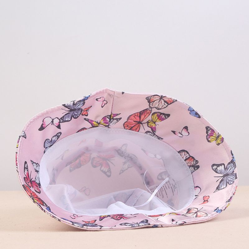 Pălărie coreeană unisex pliabilă de vară, Harajuku, strălucitoare, colorată, imprimată cu fluturi, cu bor scurt, protecție solară, șapcă pescar