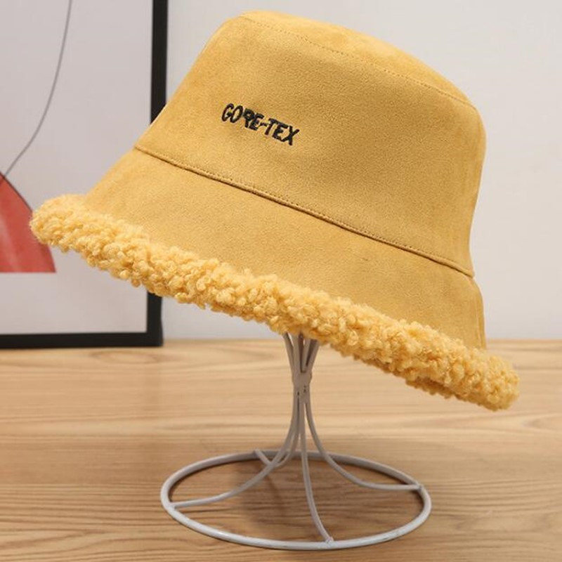 FUZAIBAZI Nouă Pălărie de găleată din piele intoarsa Banama Femei Toamna Iarna Păstrați căldura Umbrire Rezistent la vânt Casual Sombrero's Student Casquette