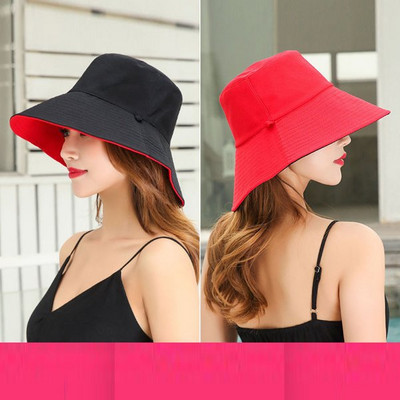 Proljetna nova ženska moda s velikim obodom, jednobojni dvostrani ribarski šešir za sunce, muški pamučni prozračni šešir za putovanja na otvorenom