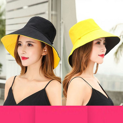 Proljetna nova ženska moda s velikim obodom, jednobojni dvostrani ribarski šešir za sunce, muški pamučni prozračni šešir za putovanja na otvorenom