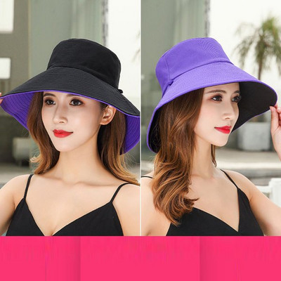 Proljetna nova ženska moda s velikim obodom, jednobojni dvostrani ribarski šešir za sunce, muški pamučni prozračni šešir za putovanja na otvorenom