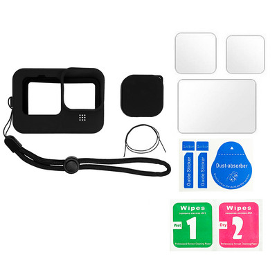 Zaštitna silikonska futrola za GoPro Hero 11 10 9 Crno kaljeno staklo Zaštitna folija Zaštitna folija za objektiv Poklopac za Go Pro 9 dodatak