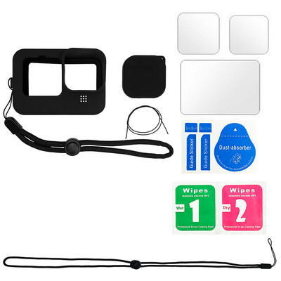 Zaštitna silikonska futrola za GoPro Hero 11 10 9 Crno kaljeno staklo Zaštitna folija Zaštitna folija za objektiv Poklopac za Go Pro 9 dodatak